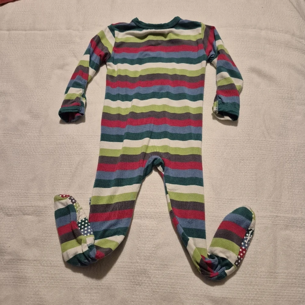 Kickee pants boys 6-9 months striped zipper closure footie VGUC - Picture 2 of 6